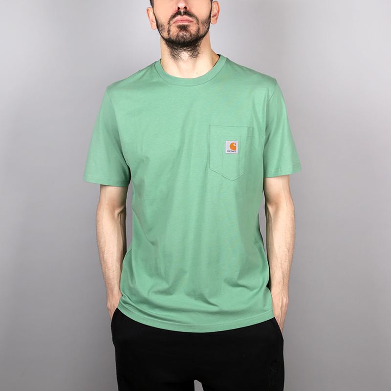мужская зеленая футболка Carhartt WIP Pocket T-Shirt I022091-catnip - цена, описание, фото 1